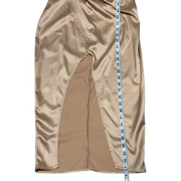 Meshki Satin Elegant Cream Draped Dress Size S - Picture 10 of 11